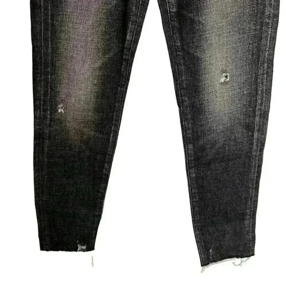 Moussy Vintage Black Distressed Diana Skinny Denim Jeans Frayed Size 24 - Picture 4 of 10